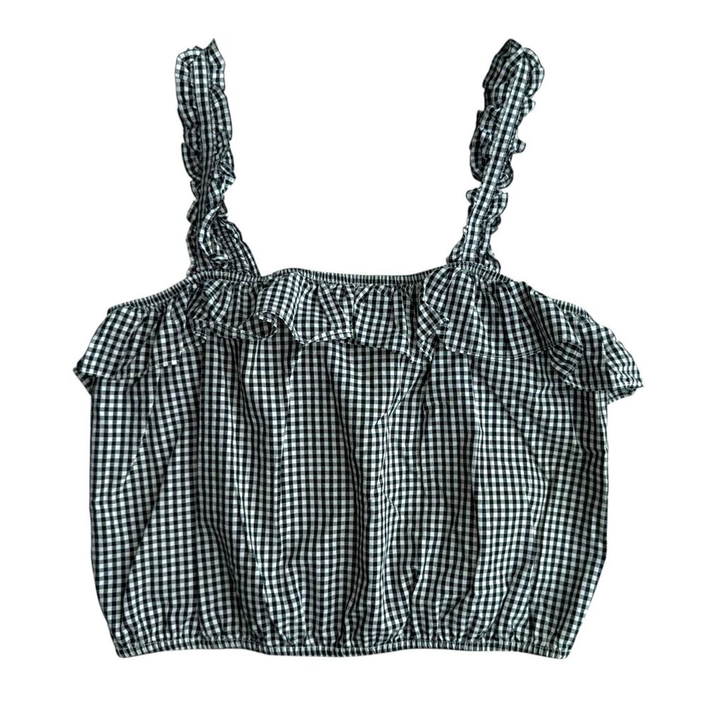 American Eagle Gingham Ruffle Strap Tank Cottagecore Y2K Summer Top Sz Medium